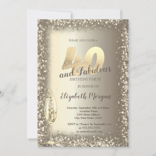 Invitación Lujo Champagne Glass Gold Confetti Frame 40