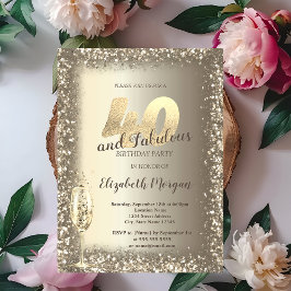 Invitación Lujo Champagne Glass Gold Confetti Frame 40