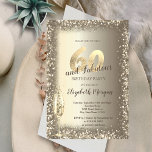 Invitación Lujo Champagne Glass Gold Confetti Frame 60<br><div class="desc">Elegante copa de champán y marco dorado de confeti sobre fondo dorado.</div>