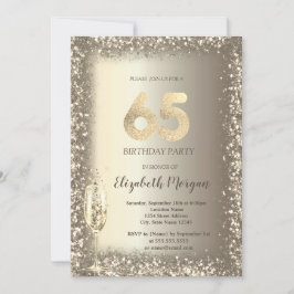 Invitación Lujo Champagne Glass Gold Confetti Frame 65