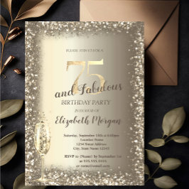 Invitación Lujo Champagne Glass Gold Confetti Frame 75