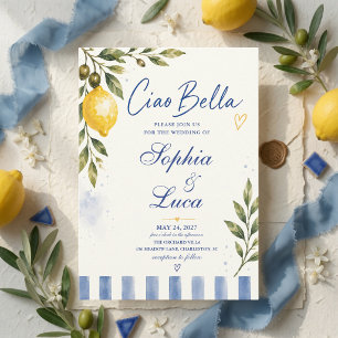 Invitación Lujo Ciao Bella Italiano Limón Costa de Amalfi Azu