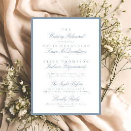 Invitación Lujo clásico azul turbio El ensayo Boda