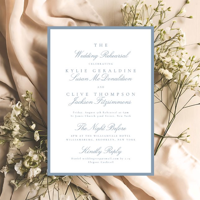 Invitación Lujo clásico azul turbio El ensayo Boda (Subido por el creador)