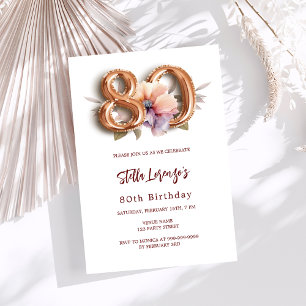 Invitación Lujo de 80 años de color dorado blanco