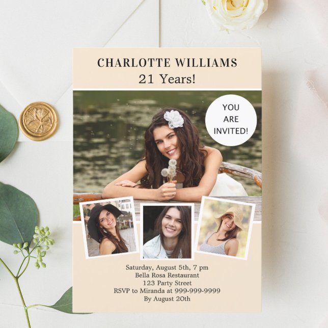 Invitación Lujo de colección de fotos de marfil de la fiesta  (Subido por el creador)