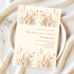 Invitación Lujo de cumpleaños de Wildflowers<br><div class="desc">Una elegante invitación de cumpleaños número 50 (o cualquier edad). Un fondo de color crema,  beige,  decorado con flores silvestres de color agua en tonos beige,  rosa y verde polvoriento.</div>