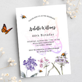 Invitación Lujo de fiesta de cumpleaños mariposa violeta de f