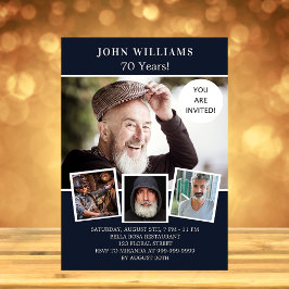 Invitación Lujo de la fiesta de cumpleaños con fotos azul mar