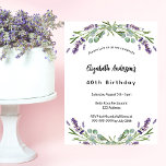 Invitación Lujo de lavanda de cumpleaños florals eucalipto<br><div class="desc">Una invitación clásica para una fiesta de cumpleaños número 40 (o cualquier edad). Decorado con flores de lavanda y vegetación eucaliptica. Personalice y agregue su nombre y detalles del fiesta. Fondo violeta de color lavanda. Puede cambiar el color de fondo si desea</div>