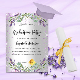 Invitación Lujo de lavanda de plata de graduación eucalipto
