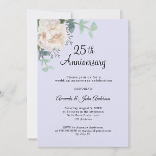Invitación Lujo de lino lavanda 25 aniversario de bodas