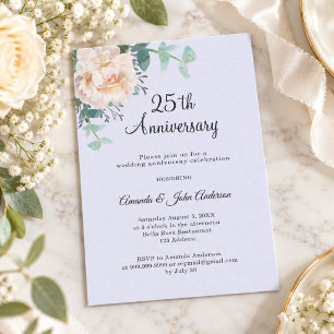 Invitación Lujo de lino lavanda 25 aniversario de bodas