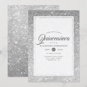 Invitación Lujo Diamante Brillante Purpurina Elegante Quincea