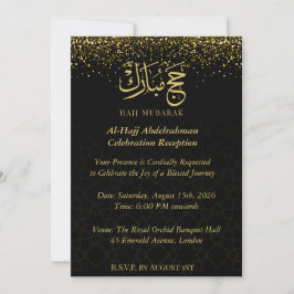 Invitación Lujo dorado Caligrafía árabe Hajj Mubarak 