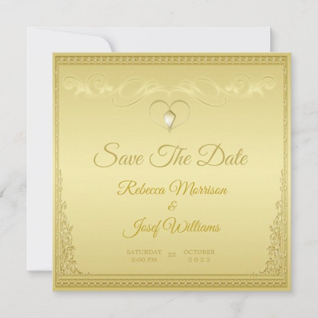 Invitación Lujo Elegante borde de esquina dorado (Anverso)