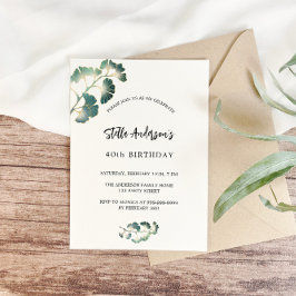 Invitación Lujo elegante de escritura blanca y vegetación de 