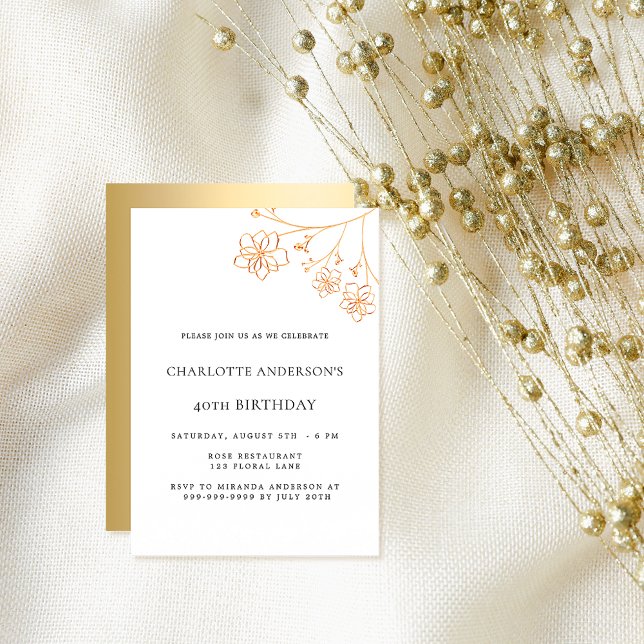 Invitación Lujo elegante de oro blanco de cumpleaños (Subido por el creador)