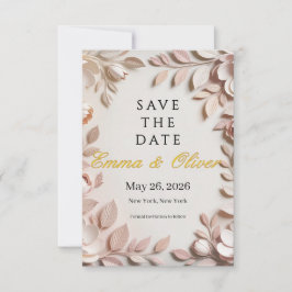 Invitación Lujo Elegante Floral Boda Guardar la Fecha