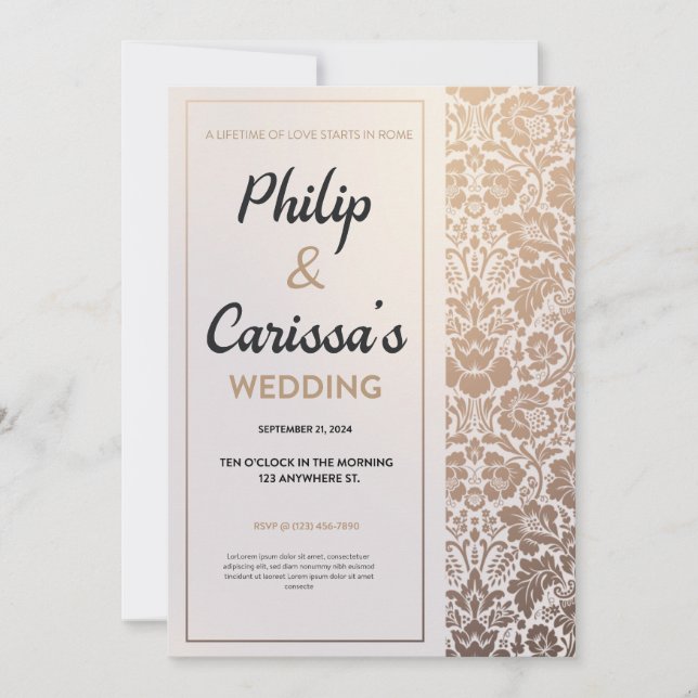 Invitación Lujo en el cultivo de flores doradas (Anverso)