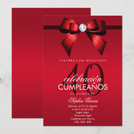 Invitación Lujo español lazo y cinta cumpleaños 40