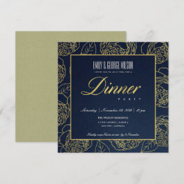 INVITACIÓN LUJO EXUBERANTE NAVAL FALSO ROSA FLORAL CENA FIEST