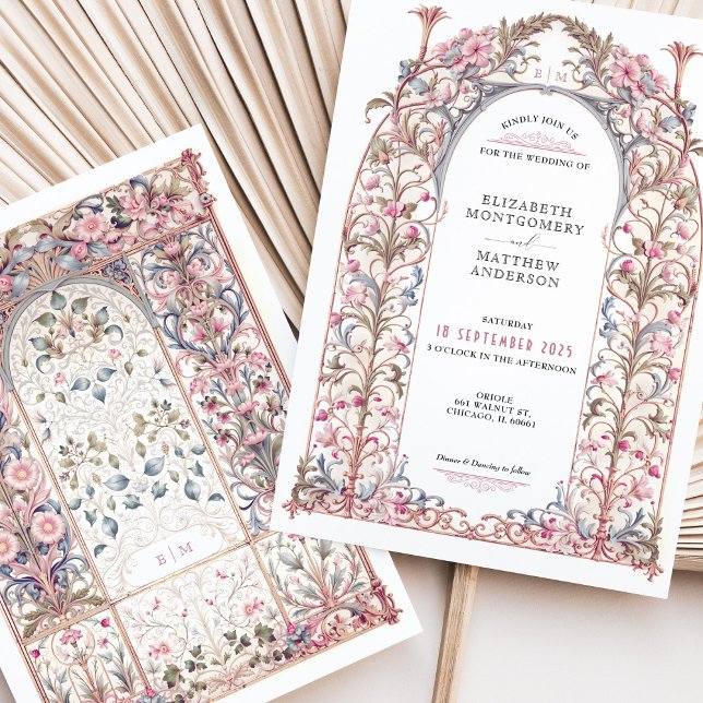 Invitación Lujo Filigree Rococo Boda Arco Floral (Subido por el creador)