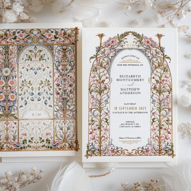 Invitación Lujo Filigree Rococo Boda Arco Floral (Subido por el creador)