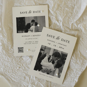 Invitación Lujo Foto de Ahorro de Fecha de Boda en Blanco y N