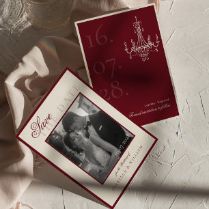 Invitación Lujo Foto en blanco y negro para guardar la fecha