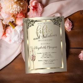 Invitación Lujo Frontera Champagne Glass 50 cumpleaños