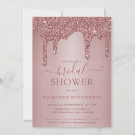 Invitación Lujo Glam Rosa Gold Purpurina Drill Bridal Shower