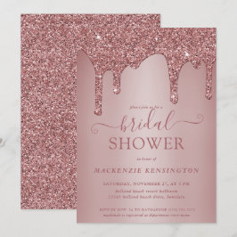 Invitación Lujo Glam Rosa Gold Purpurina Drill Bridal Shower