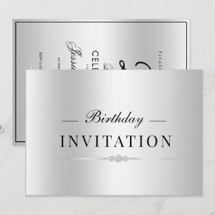 Invitación Lujo Glamour Plata Cumpleaños 25