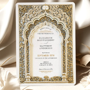 Invitación Lujo Gold Filigree Boda Ornate Arch