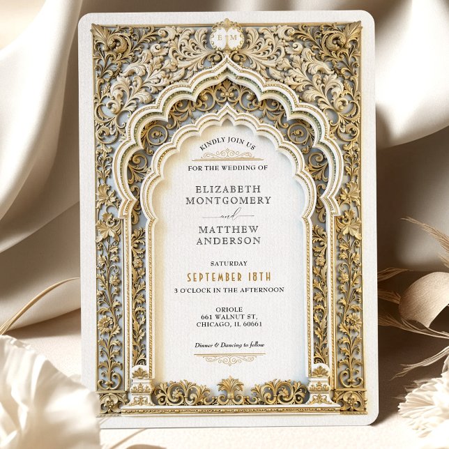 Invitación Lujo Gold Filigree Boda Ornate Arch (Subido por el creador)