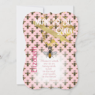 Invitación Lujo Matrix Reina Abeja Rosa Pastel Oro