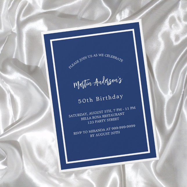 Invitación Lujo minimalista azul marino de cumpleaños (Subido por el creador)