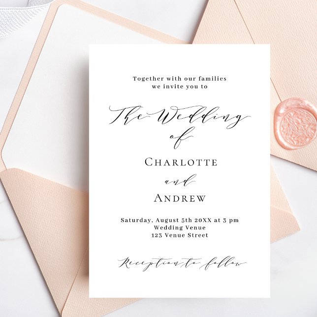 Invitación lujo moderno clásico-blanco negro boda (Subido por el creador)