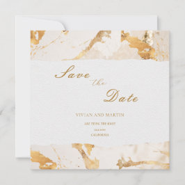 Invitación Lujo Moderno Dorado Abstracto Guardar La Fecha