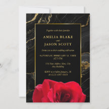 Lujo Negro Elegante Mármol Dorado y Rojo Boda