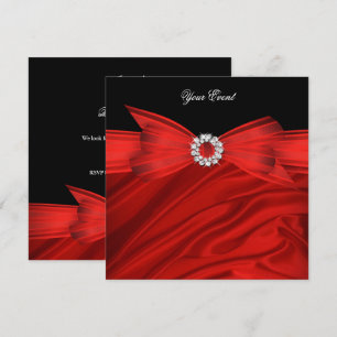 Invitación Lujo para Todas las Ocasiones Lazo Rojo Fiesta Neg