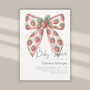 Invitación Lujo Preppy de Fiesta de Bebé con Tema de Fresa