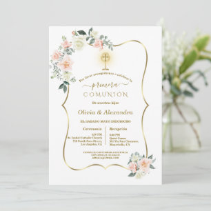 Invitación Lujo Primera Comunión Niñas Gemelas Comunión