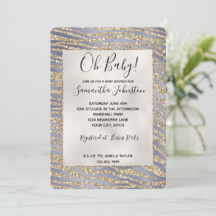Invitación Lujo Purpura Dorado Brillo Estampado Cebra