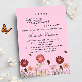 Invitación Lujo rosa de las mariposas silvestres de Baby Show