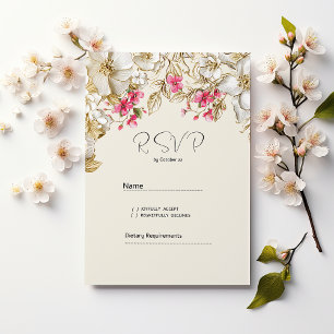 Invitación Lujo rosa marfil blanco flores RSVP 