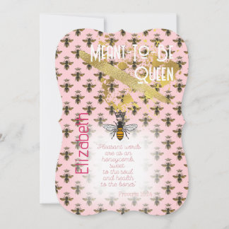 Invitación Lujo Rosa Pastel Abeja Matriz Reina Oro