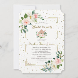 Invitación Lujo Rubor Floral Gold Purpurina Bridal Shower