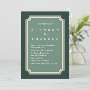 Invitación Lujo Silencioso: Cresta Esmeralda Minimalista